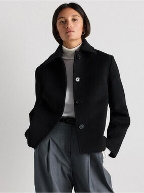 Quince Wool and Cashmere Short Coat in Black Size Small 578